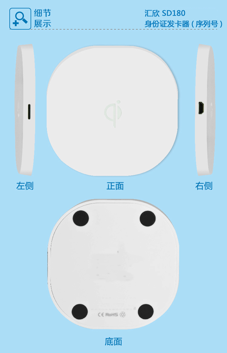 汇欣SD180身份证读卡器,二代证发卡器,身份证发卡器,采用USB通讯,超级薄
