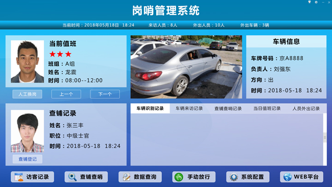 智能崗哨系統(tǒng)（電子崗哨系統(tǒng))：訪客登記，人員管理，車輛管理，查鋪查哨，崗哨輪班